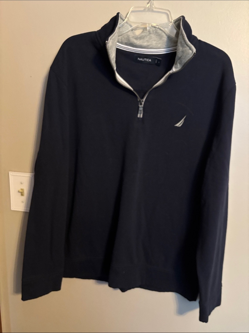 Nautica Men's Navy Zip-Front Pullover with Gray Trim